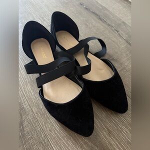 BAMBOO Black Flats with Straps